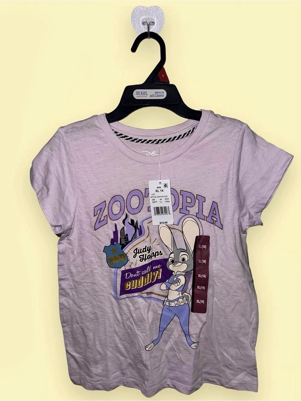 Disney Zootopia Judy Hopps Don't Call Me Cuddly Graphic T-Shirt Tee Girls XL